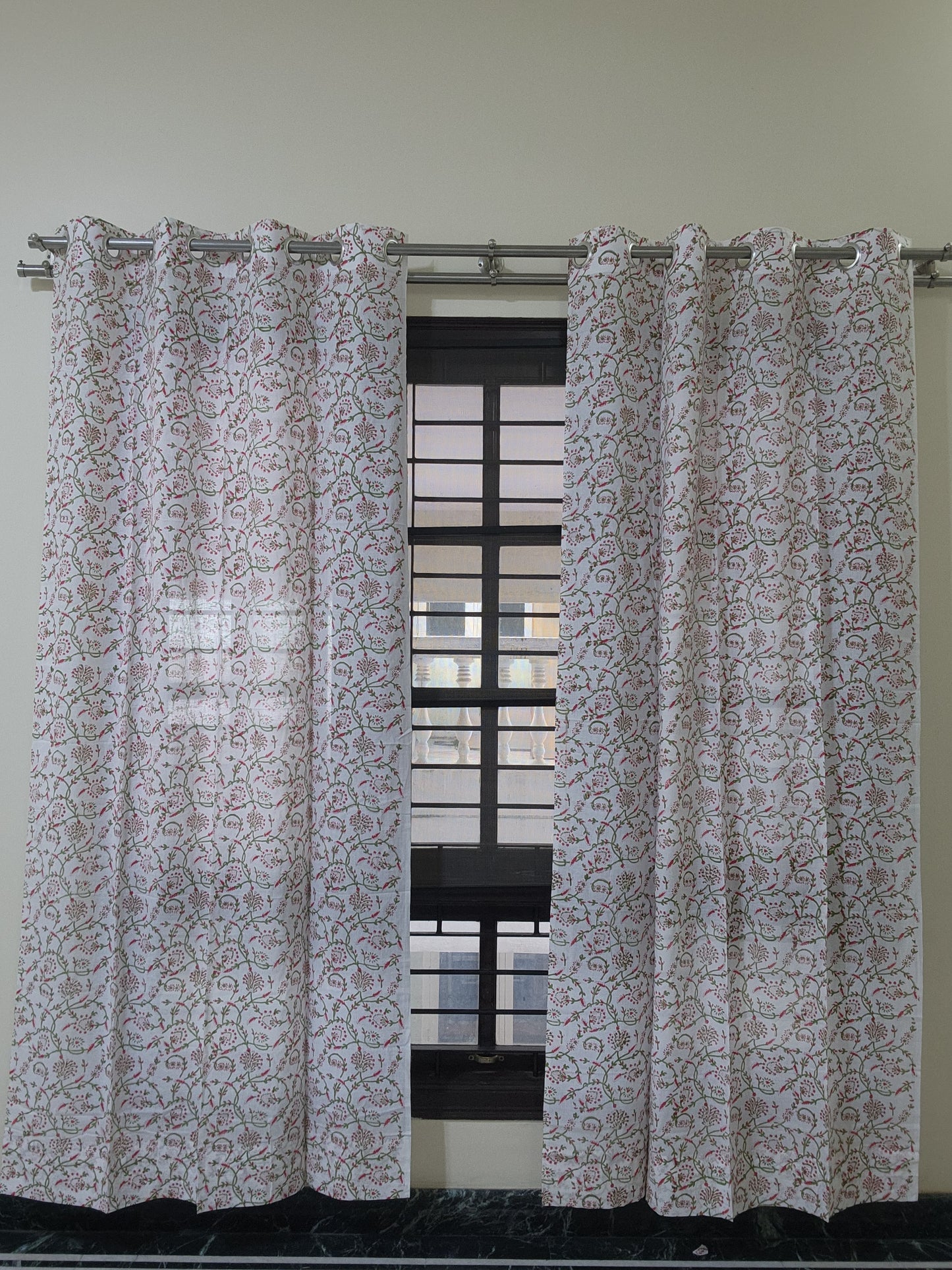 Hand block printed curtain_white floral1