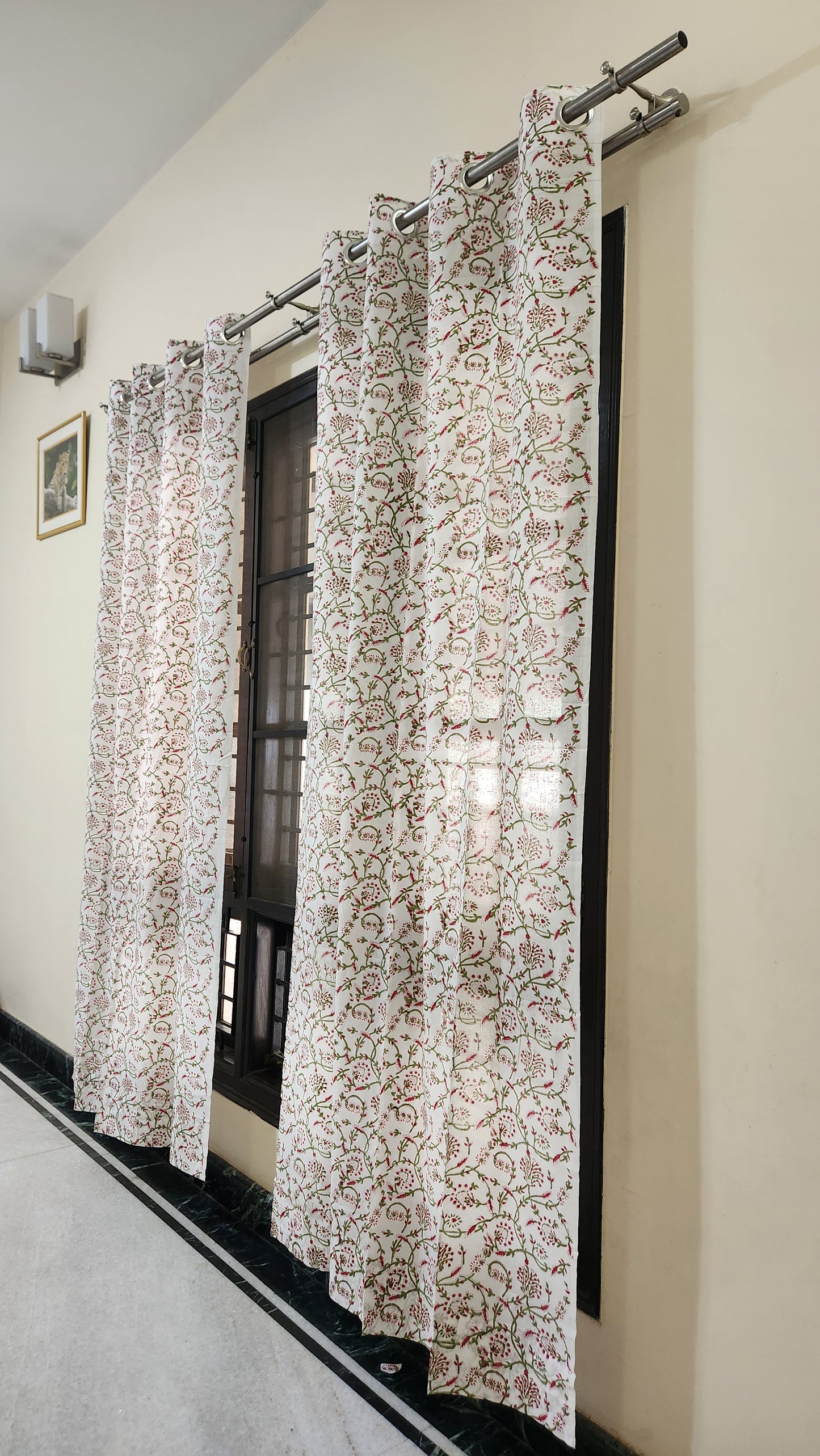 Hand block printed curtain_white floral1