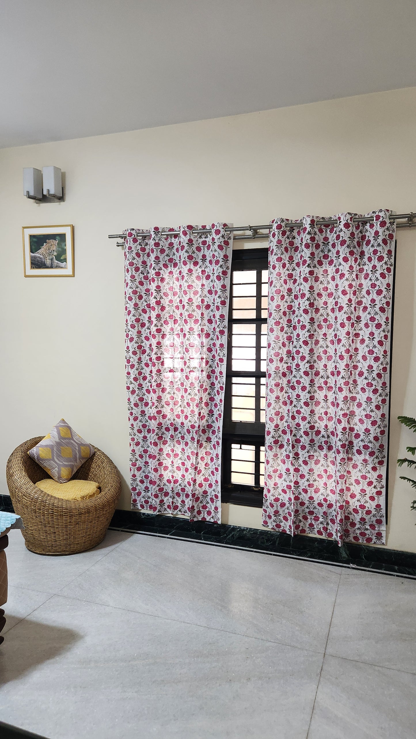 Hand block printed curtain_white2