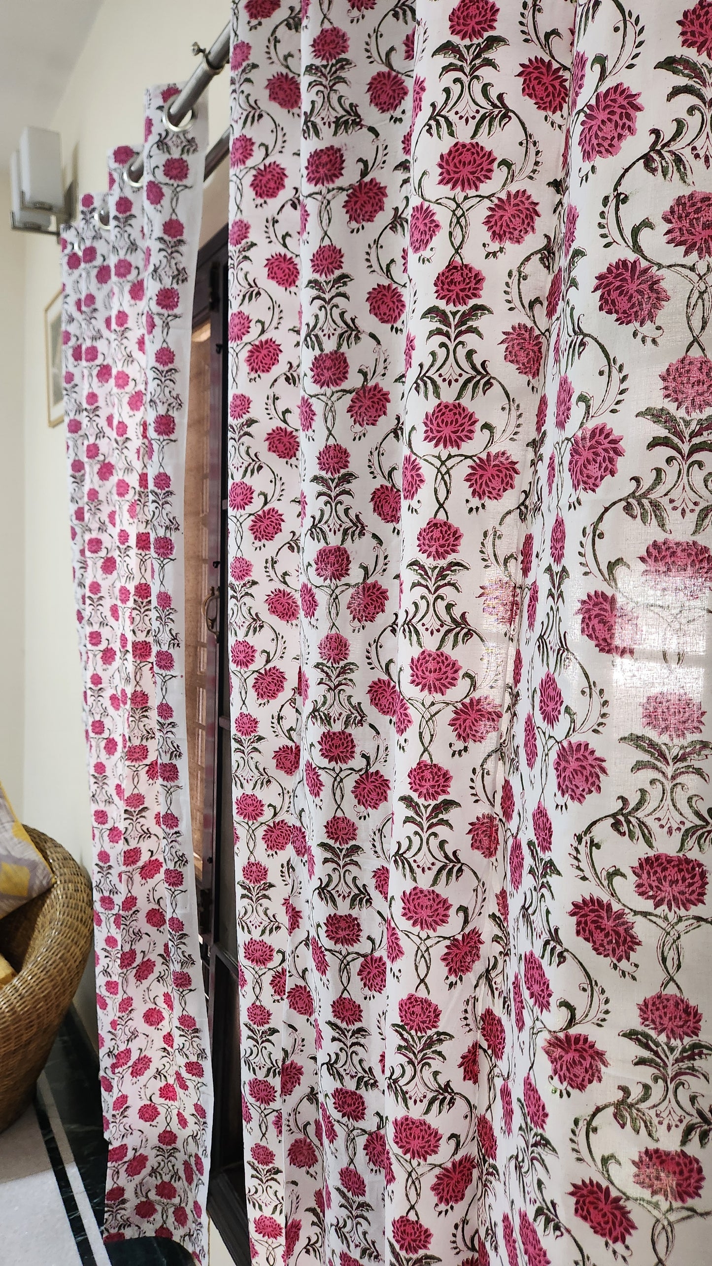 Hand block printed curtain_white2