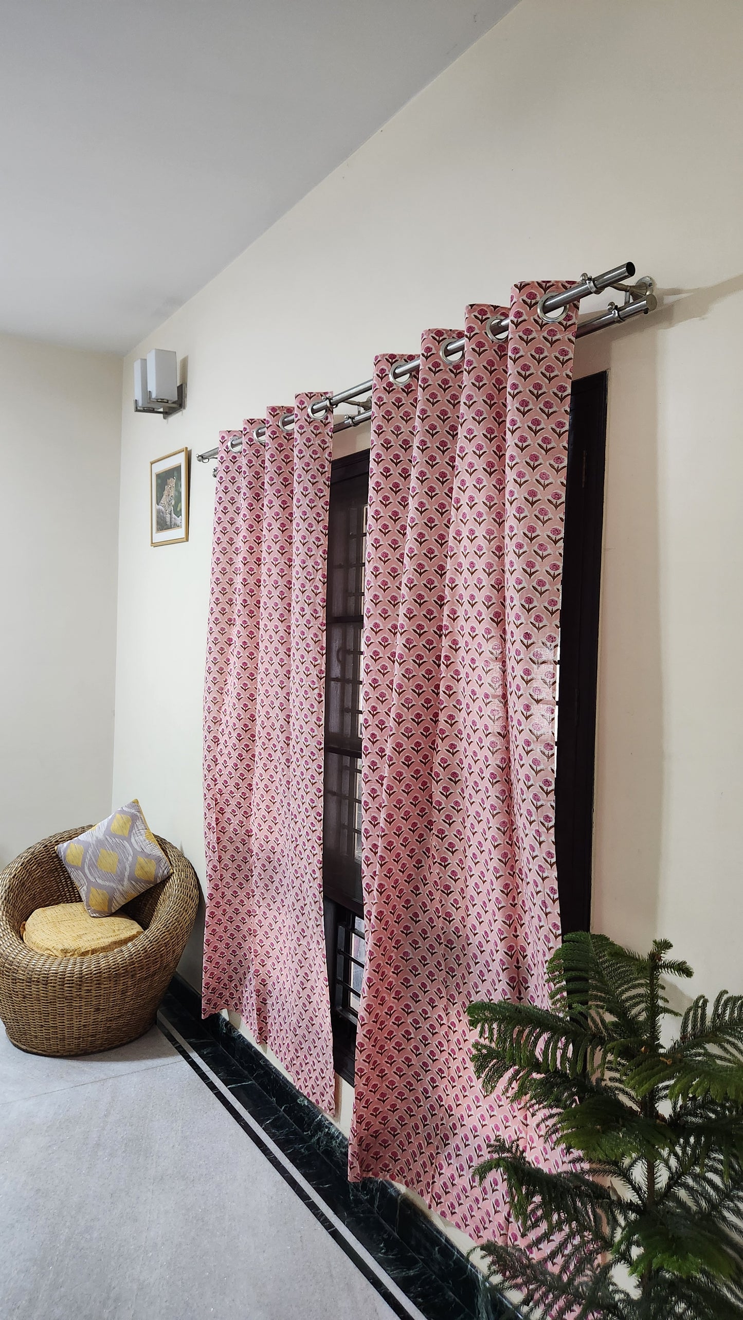 Hand block printed curtain_peach