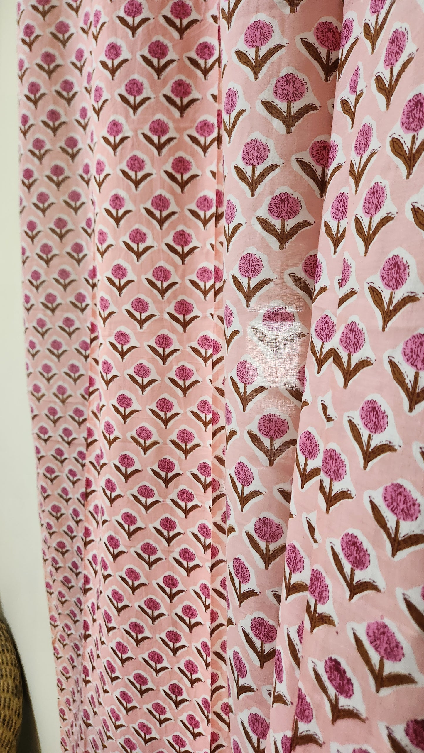 Hand block printed curtain_peach