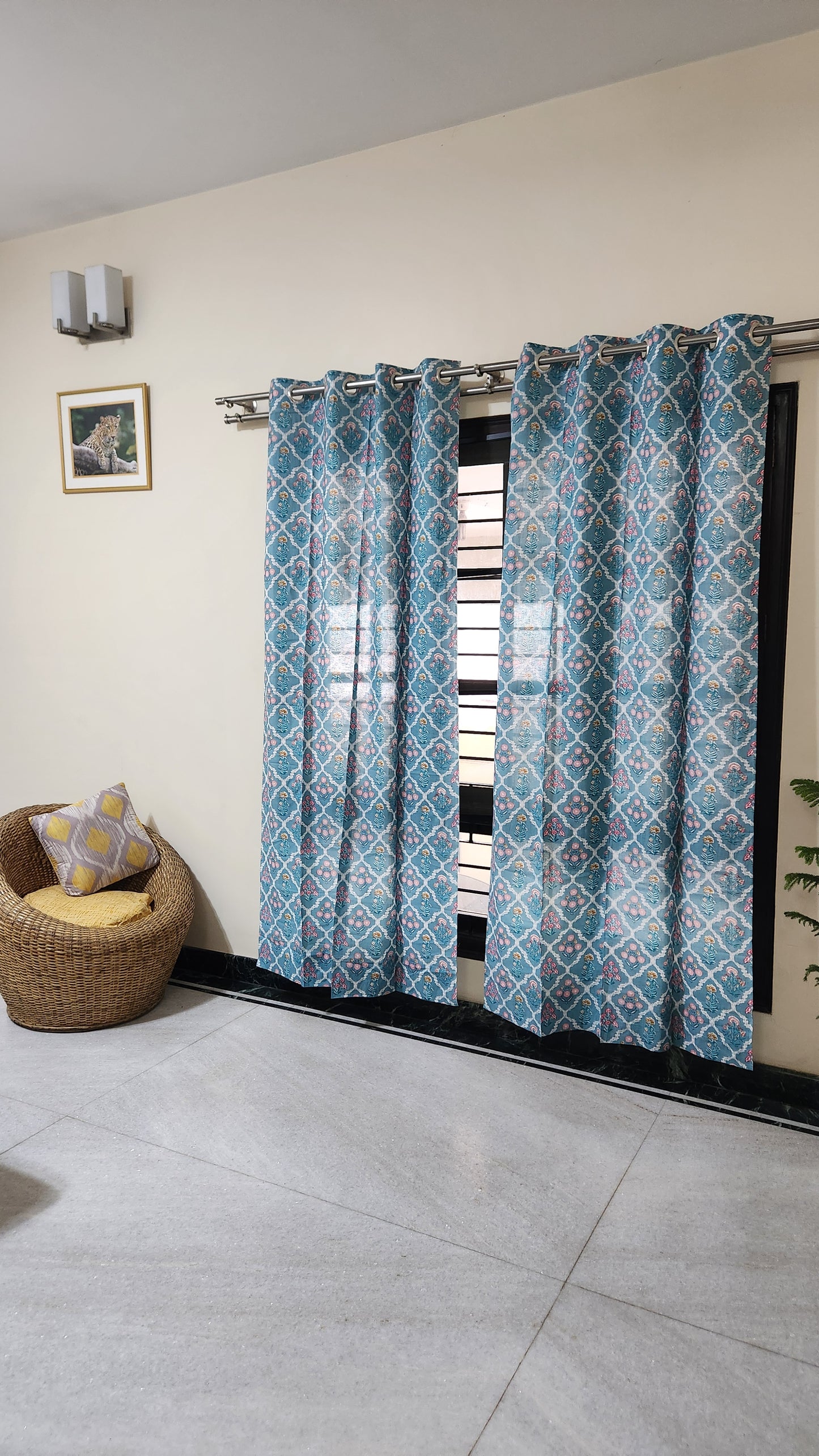 Hand block printed curtain_Blue