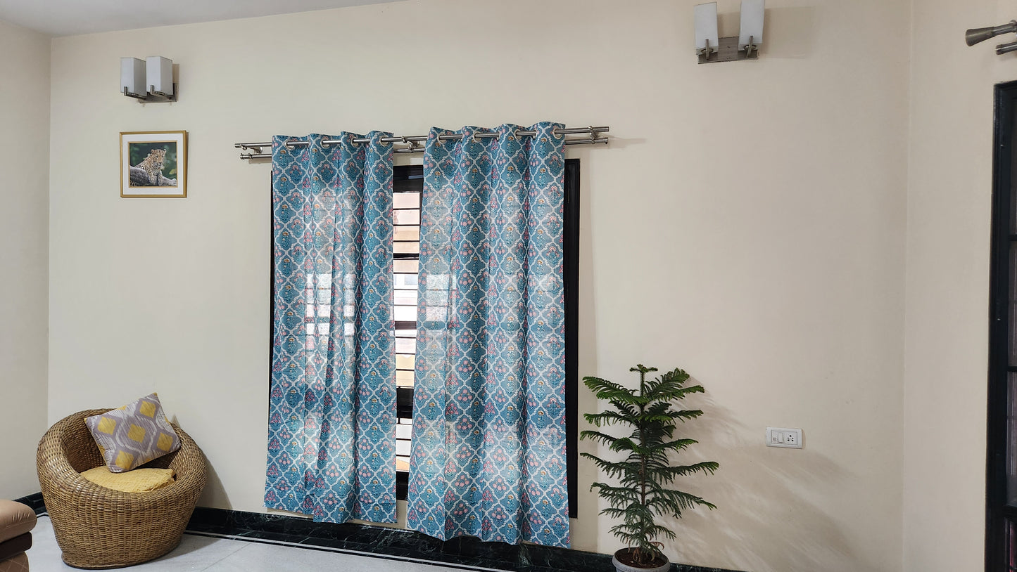 Hand block printed curtain_Blue