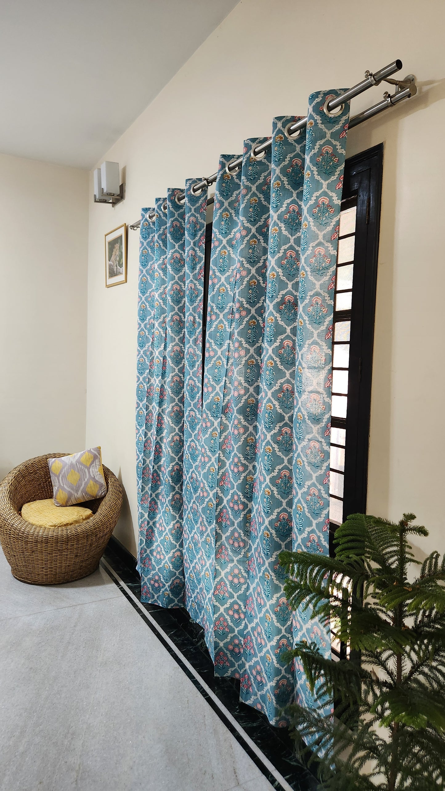 Hand block printed curtain_Blue