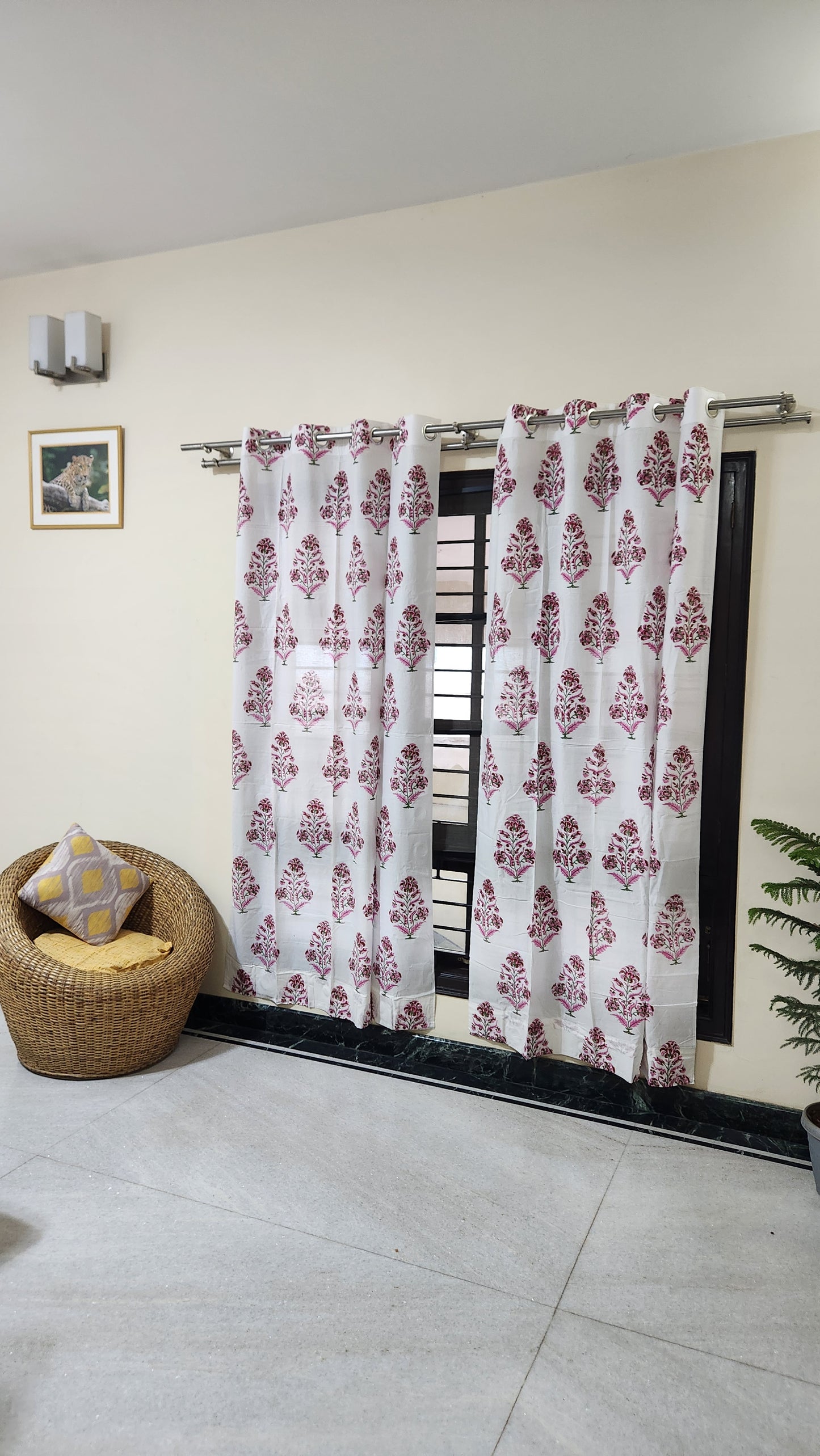 Hand block printed curtain_white floral4