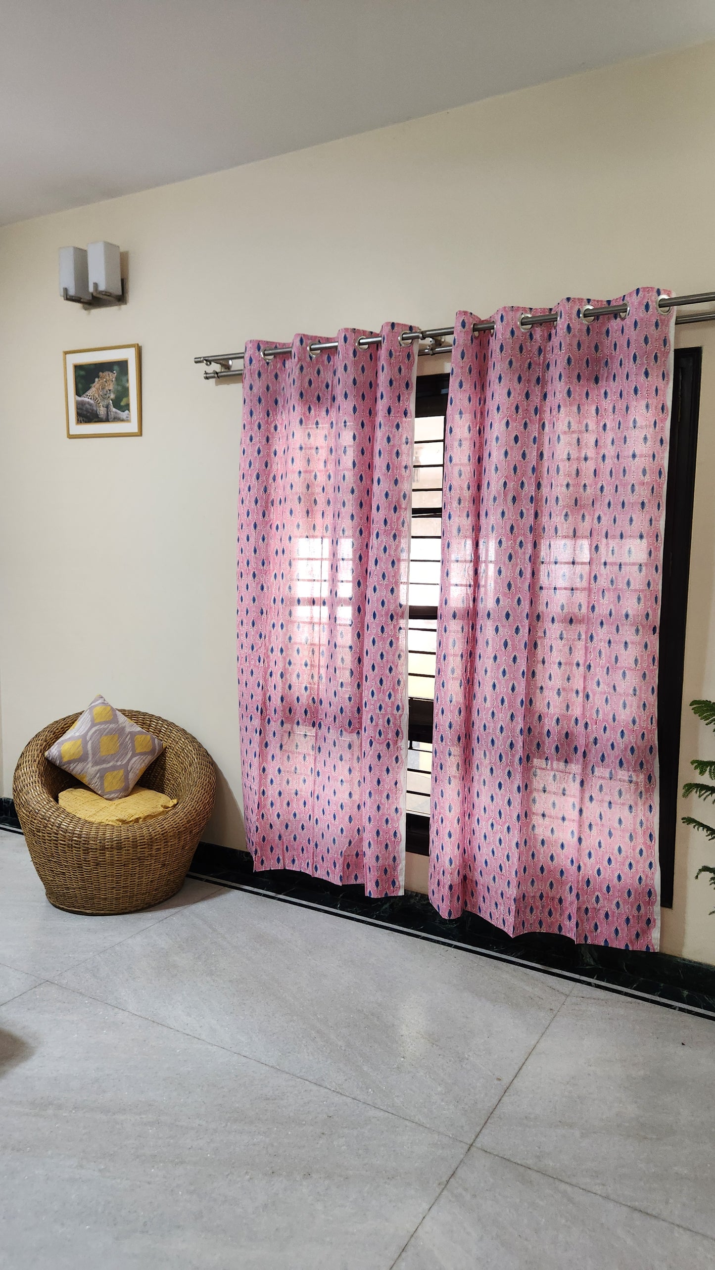 Hand block printed curtain_pink2