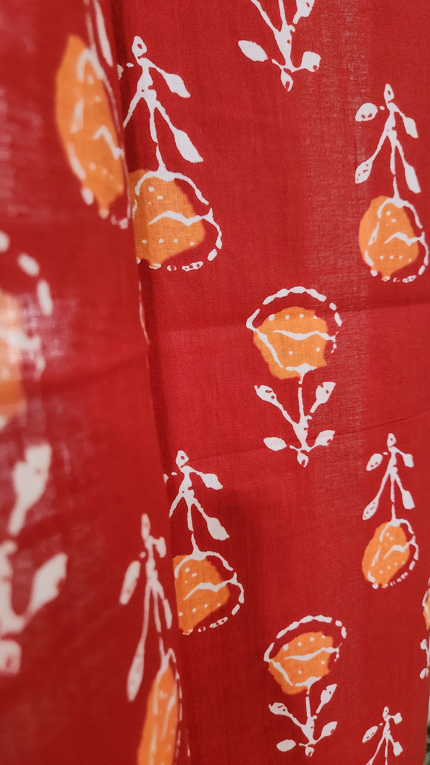 Hand block printed curtain_red2