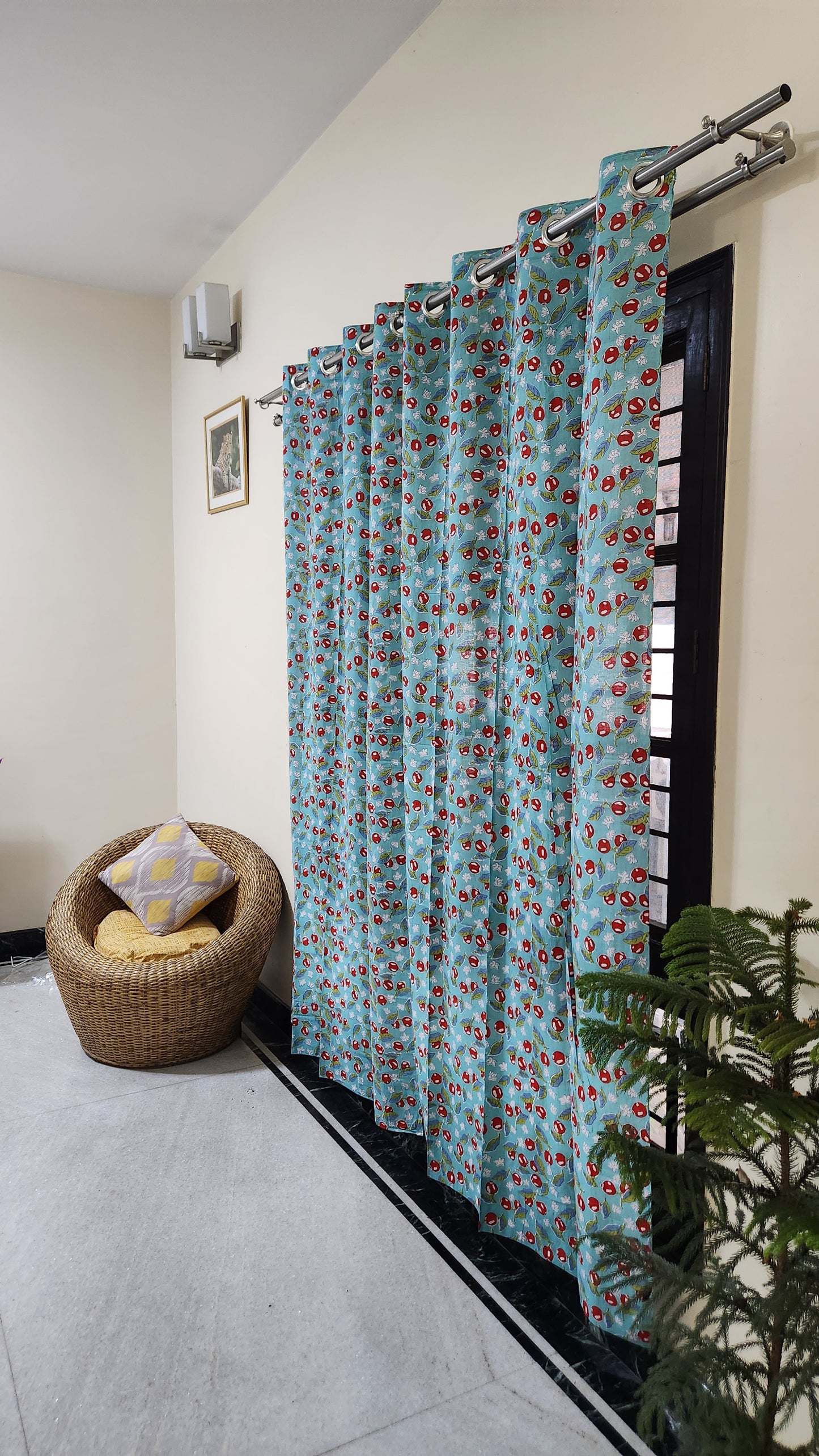 Hand block printed curtain_blue2