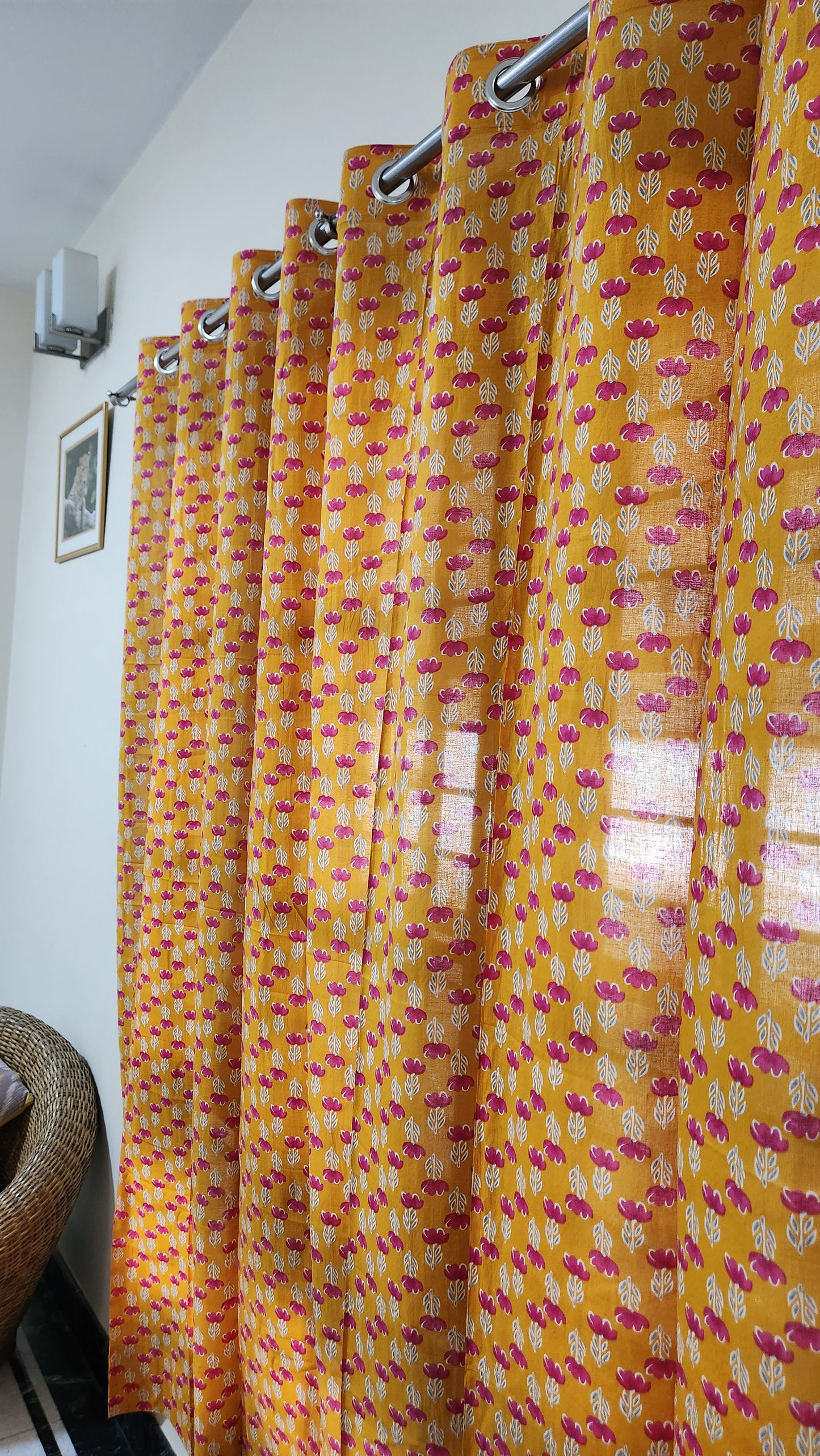 Hand block printed curtain_orange