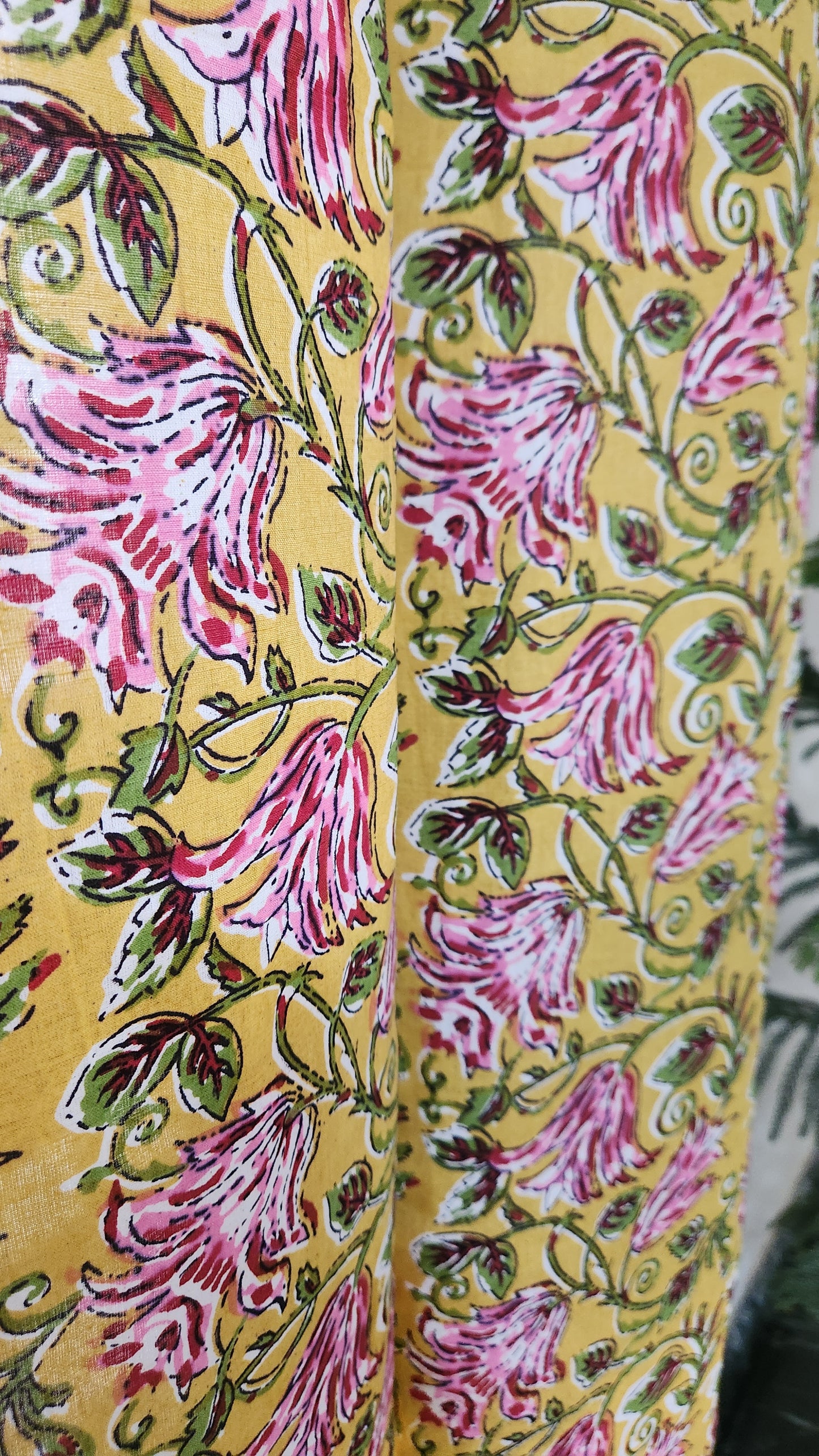 Hand block printed curtain_yellow