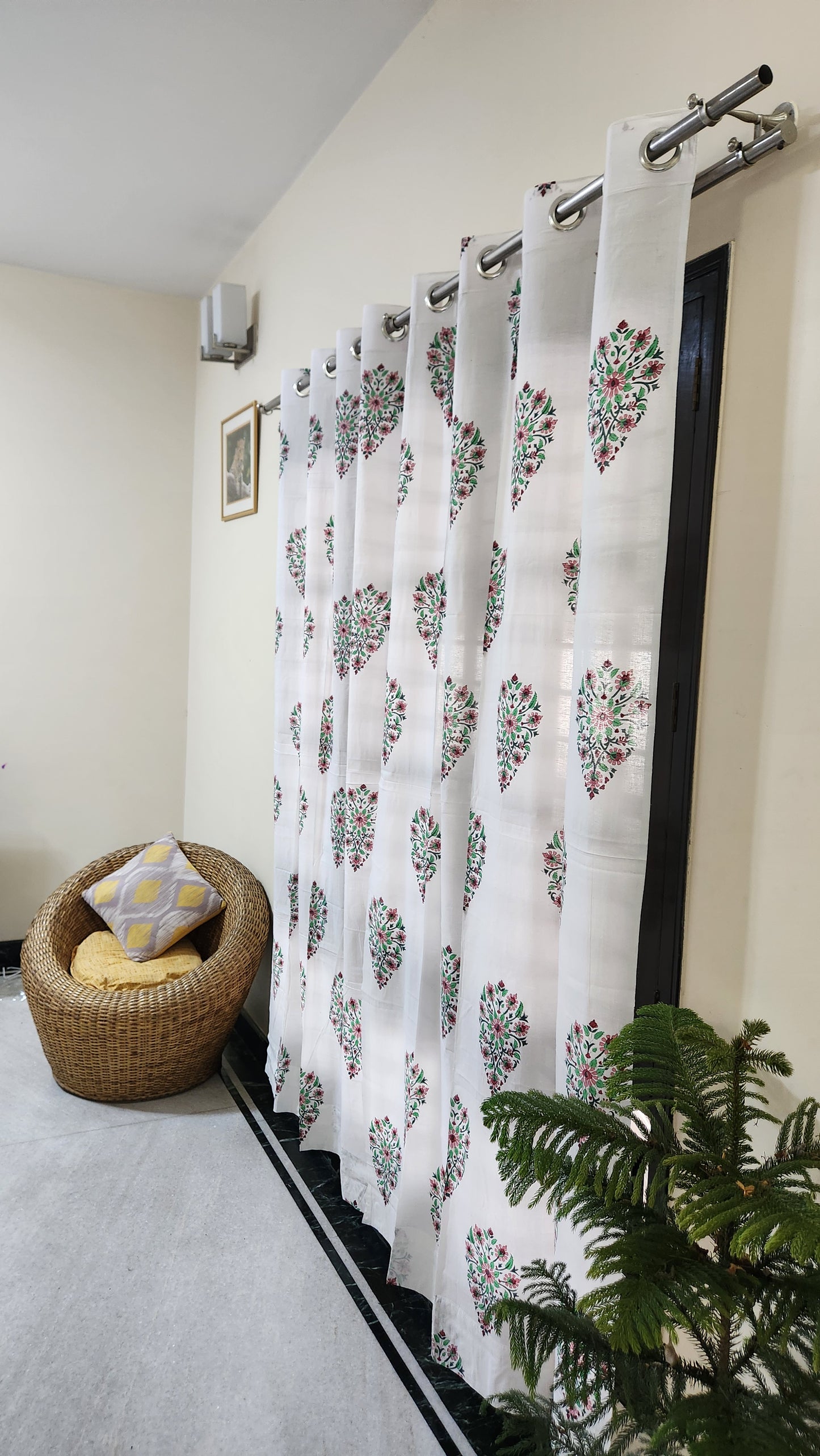Hand block printed curtain_white7