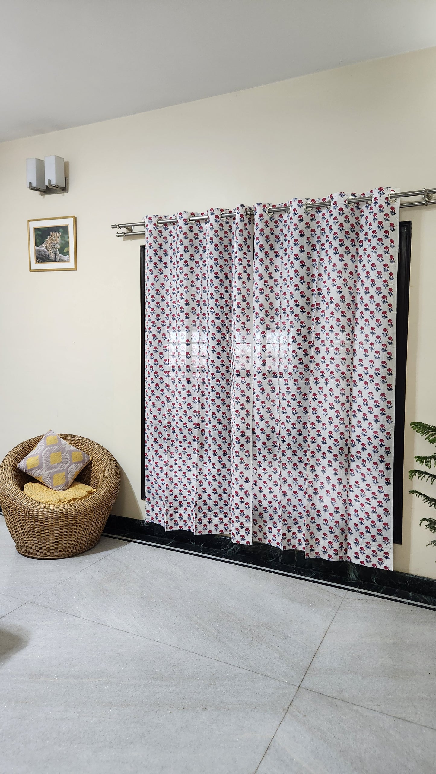 Hand block printed curtain_white8