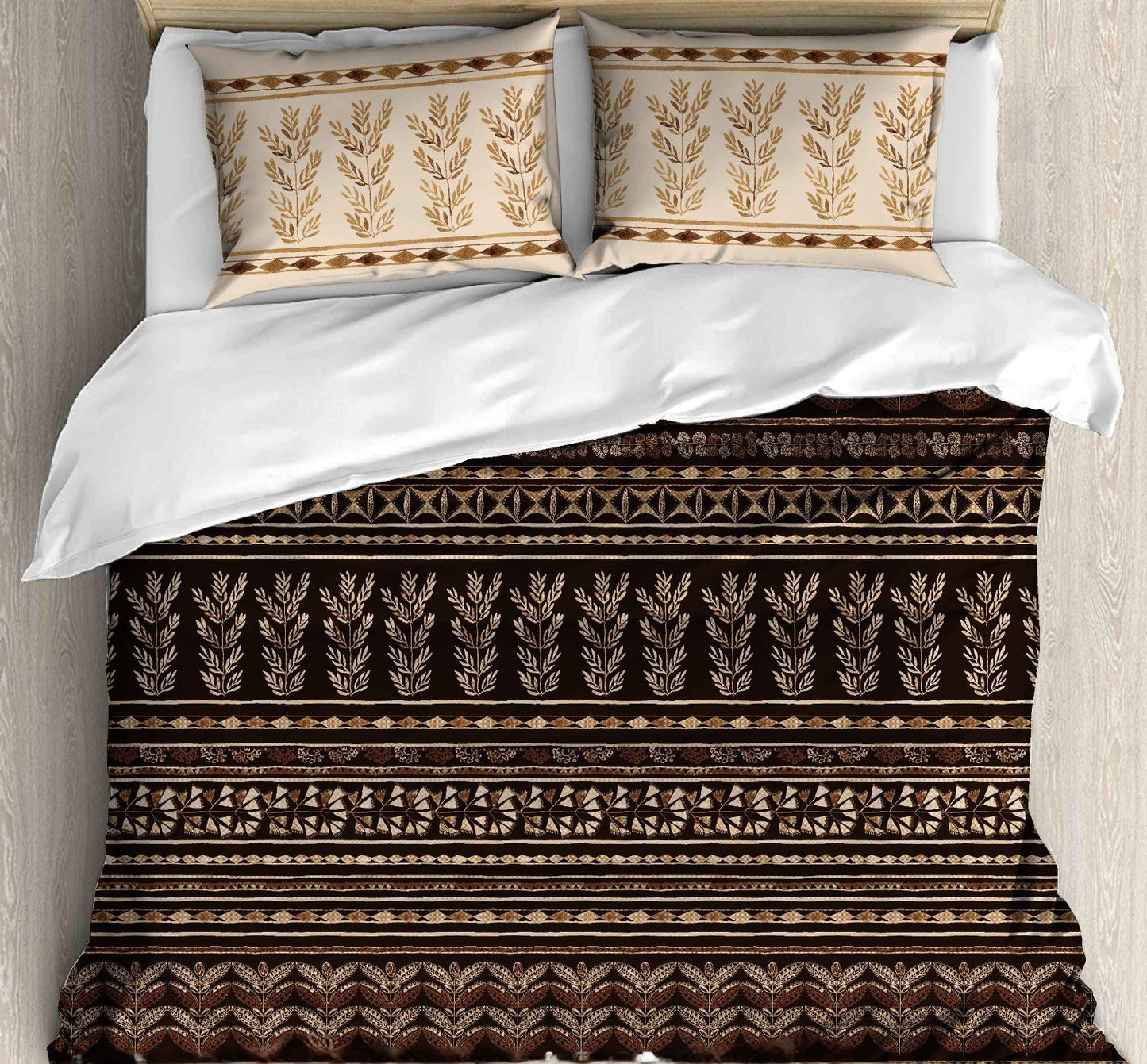 Cotton Printed bedsheet - GRASS print - Jumbo King size - Brown colour