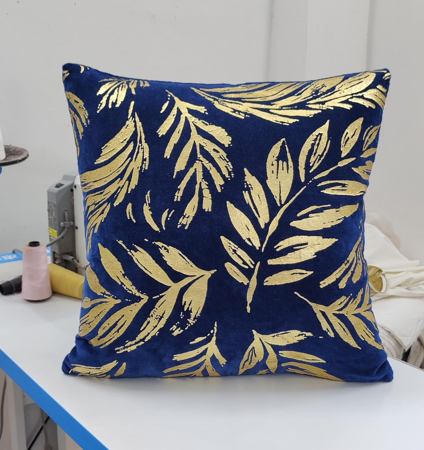 Velvet foil printed Cushion Cover - Blue colour7