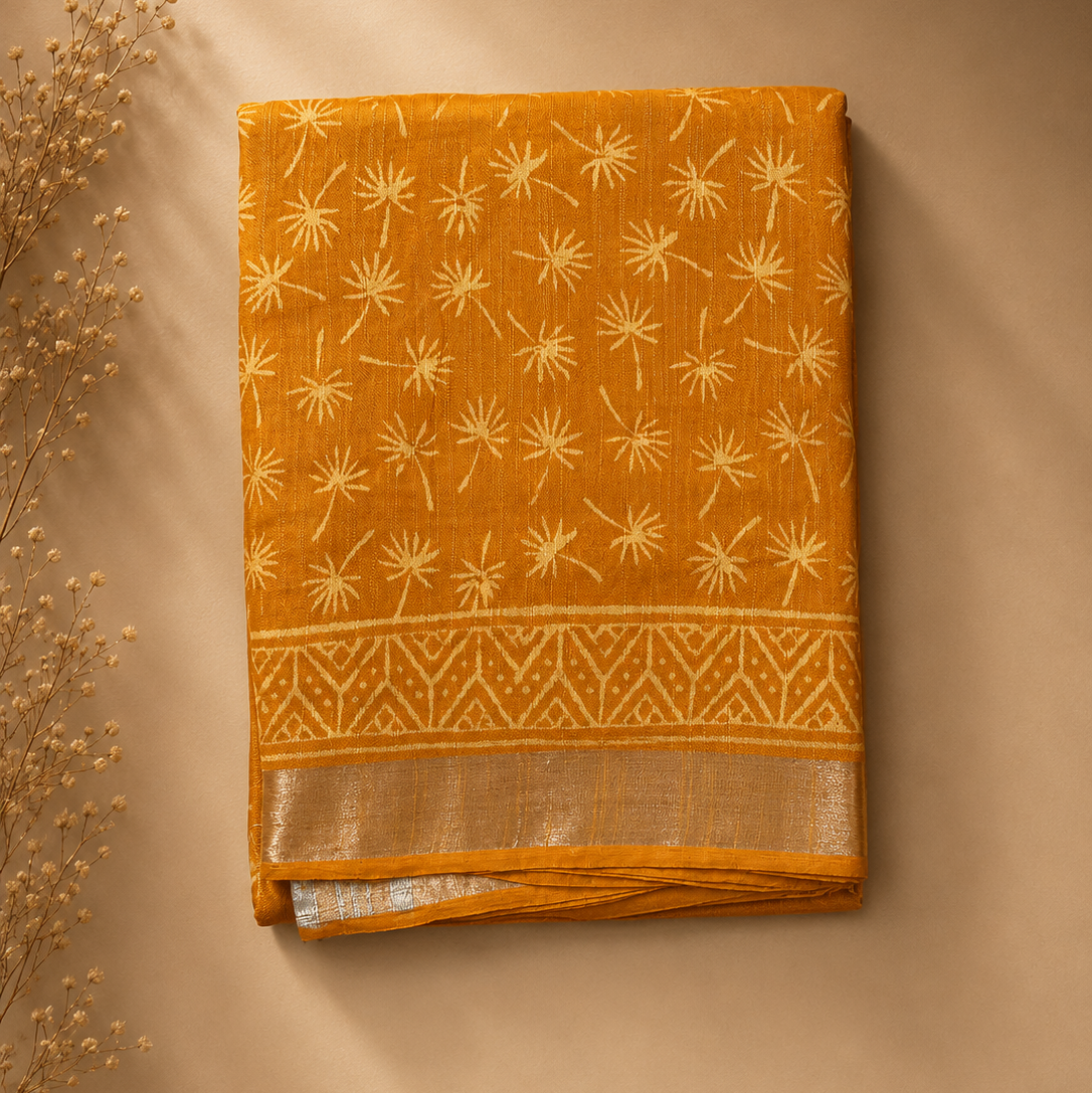 Linen saree - Yellow