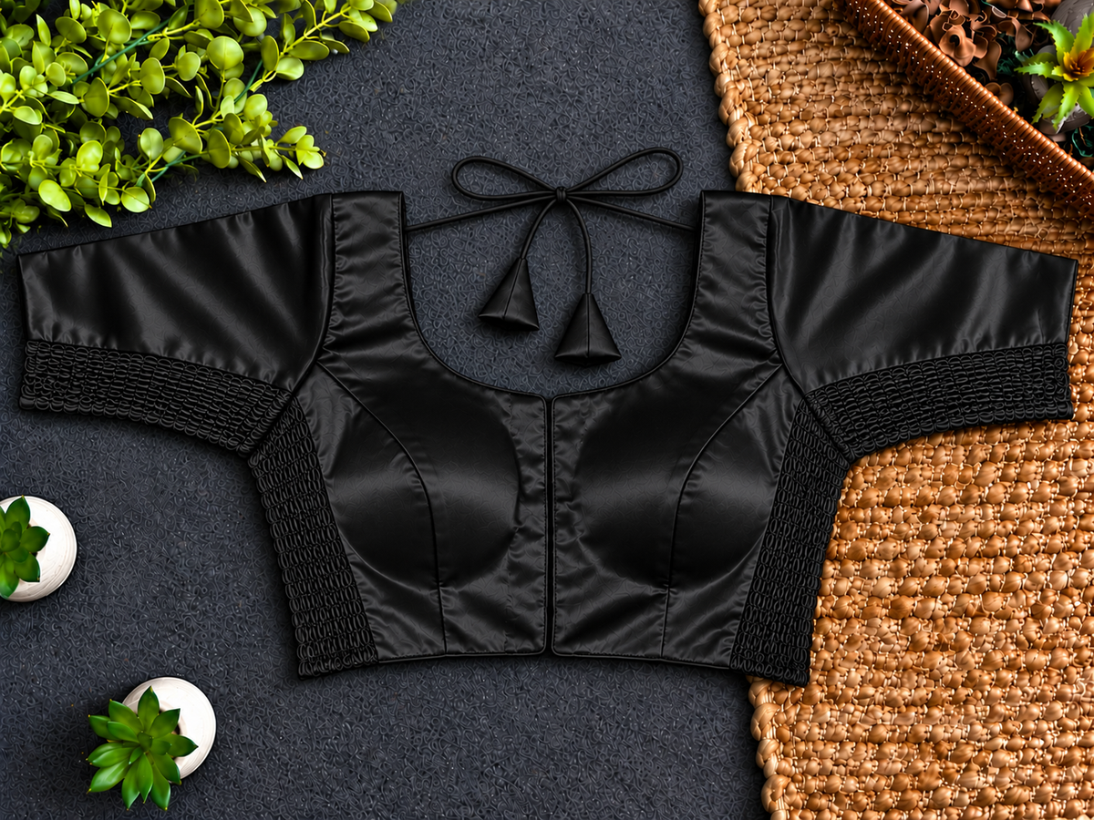 Gaji Silk Stretchable Blouse - Black (32-34)