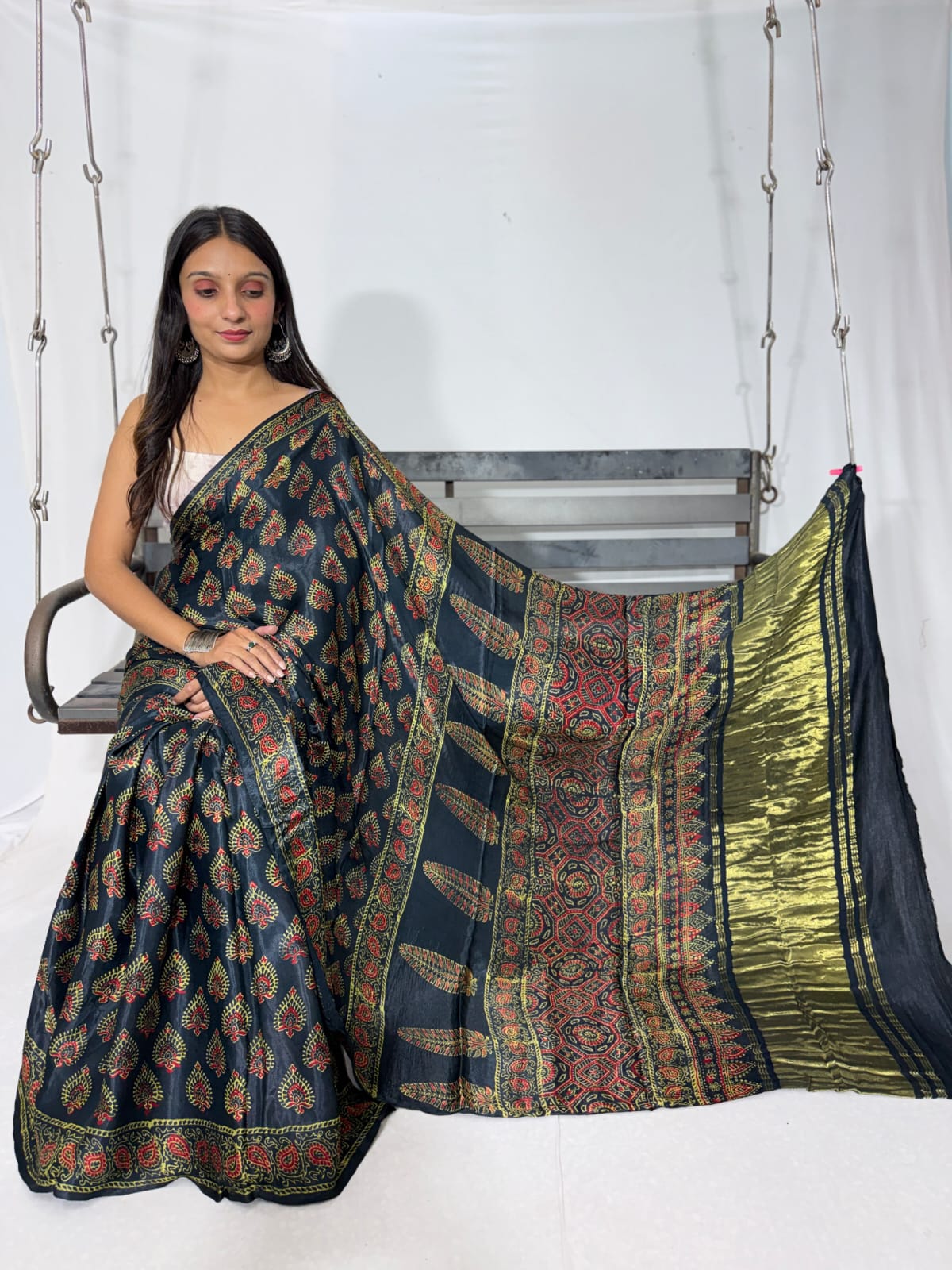Modal Silk (green floral ajrakh)