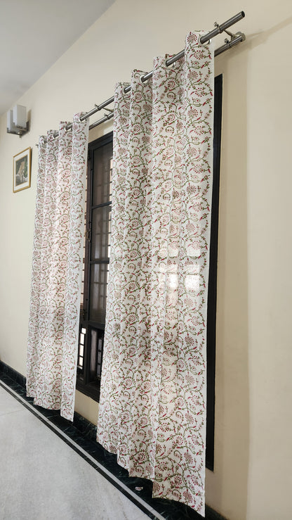 Hand block printed curtain_white floral1