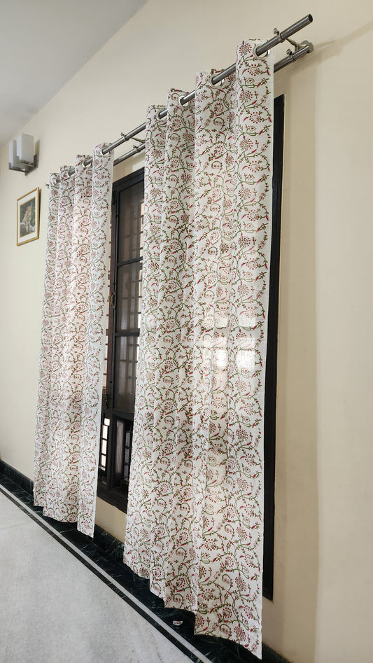 Hand block printed curtain_white floral1