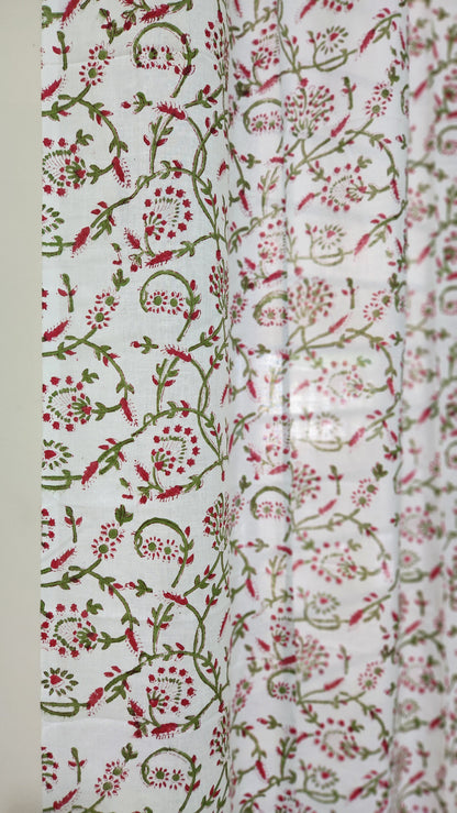 Hand block printed curtain_white floral1