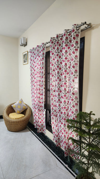 Hand block printed curtain_white2