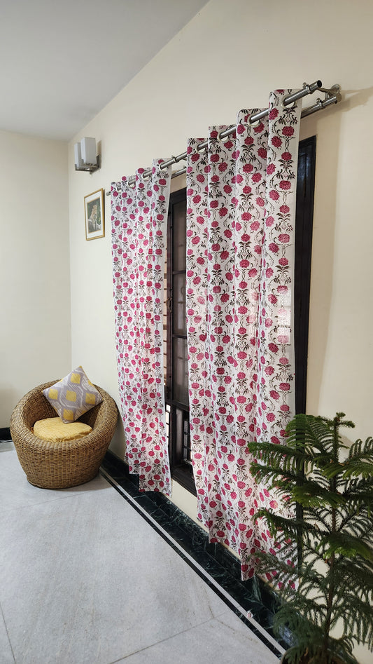 Hand block printed curtain_white2