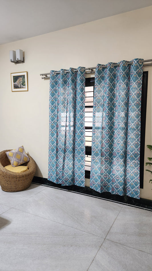 Hand block printed curtain_Blue