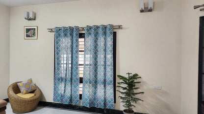 Hand block printed curtain_Blue