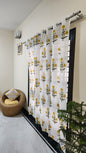 Hand block printed curtain_white&yellow