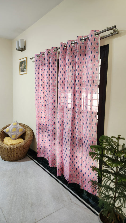 Hand block printed curtain_pink2