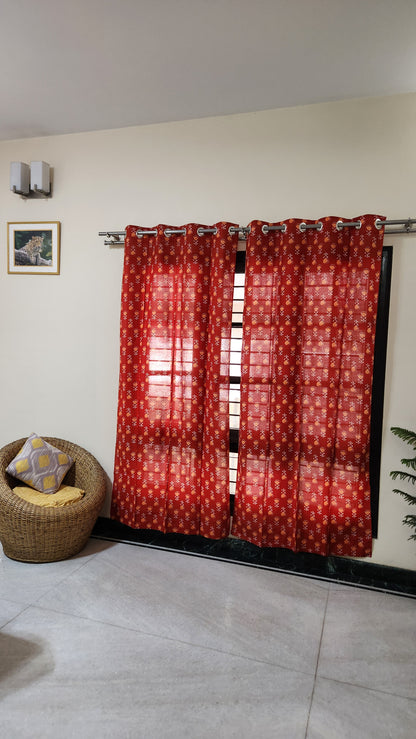 Hand block printed curtain_red2