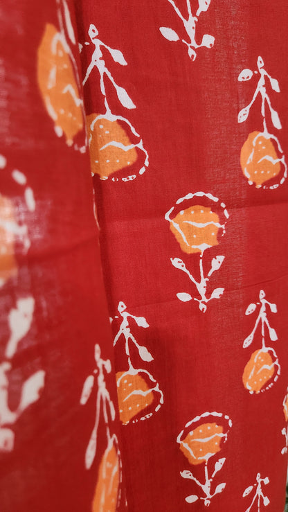 Hand block printed curtain_red2