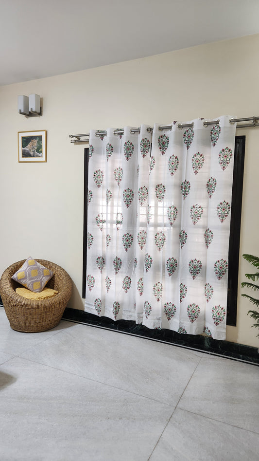 Hand block printed curtain_white7