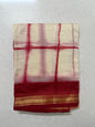 Maheshwari Cotton Saree - Red&Offwhite