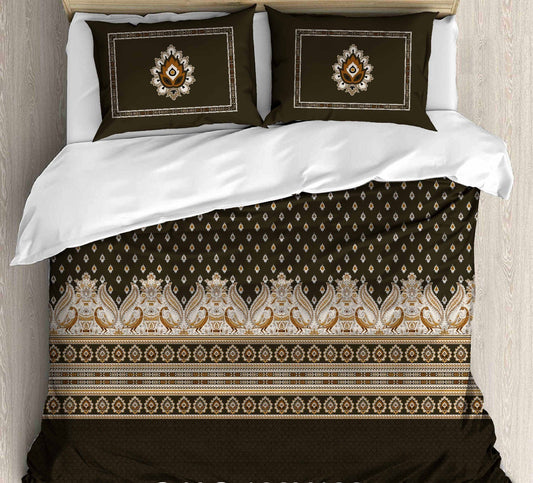 Cotton Printed bedsheet - DIYA print - Jumbo King size - Green colour