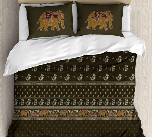 Cotton Printed bedsheet - ELEPHANT print - Jumbo King size - Green colour