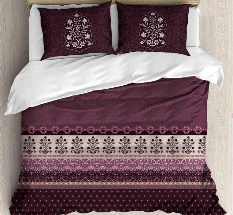 Cotton Printed bedsheet - FLOWER3 print - Jumbo King size - Violet colour
