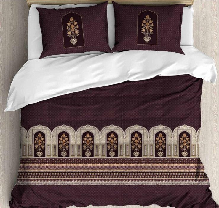 Cotton Printed bedsheet - FLOWER2 print - Jumbo King size - Violet colour