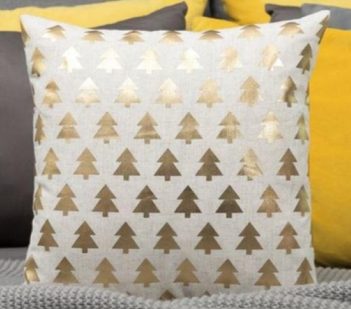 Velvet foil printed Cushion Cover - Cream colour1