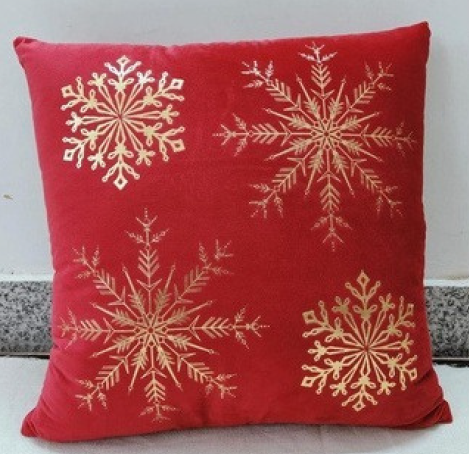 Velvet foil printed Cushion Cover - Red colour1