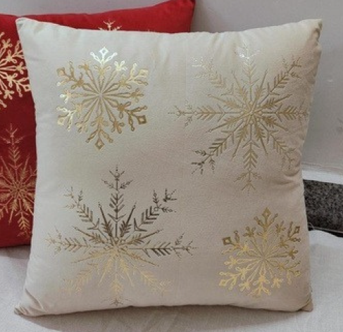 Velvet foil printed Cushion Cover - Cream colour3