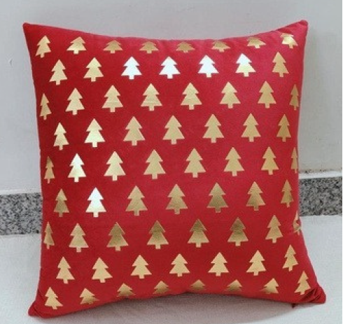 Velvet foil printed Cushion Cover - Red colour3