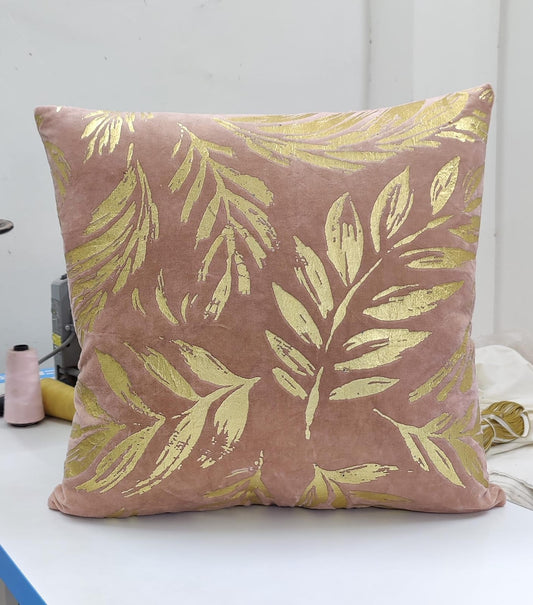 Velvet foil printed Cushion Cover - Beige colour3