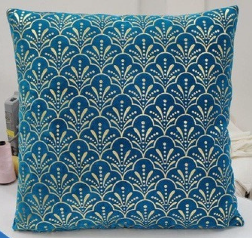 Velvet foil printed Cushion Cover - Blue colour5