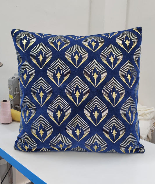 Velvet foil printed Cushion Cover - Blue colour6
