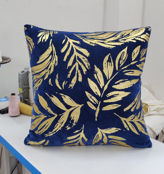 Velvet foil printed Cushion Cover - Blue colour7