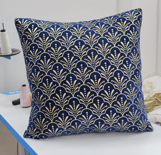 Velvet foil printed Cushion Cover - Blue colour12