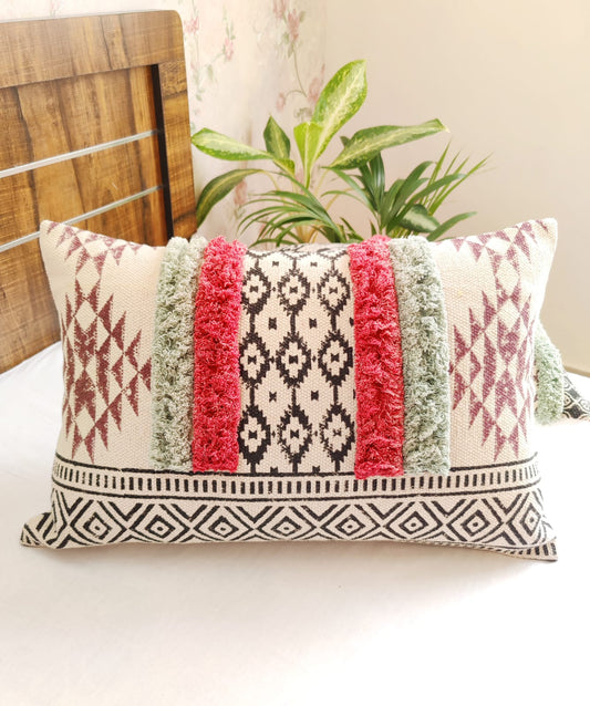 Tufted Bed Pillow Cover Red