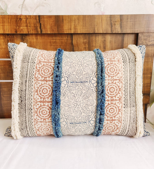 Tufted Bed Pillow Cover Blue